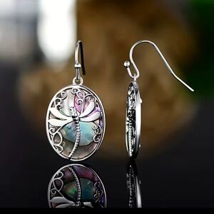 Earrings Women's Dragonfly Abalone Dangle New f37